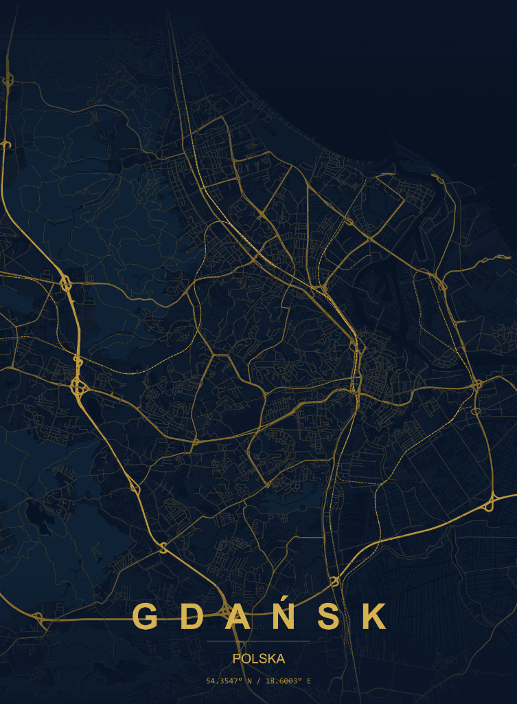Plan i mapa obszaru dostaw w Gdańsku
